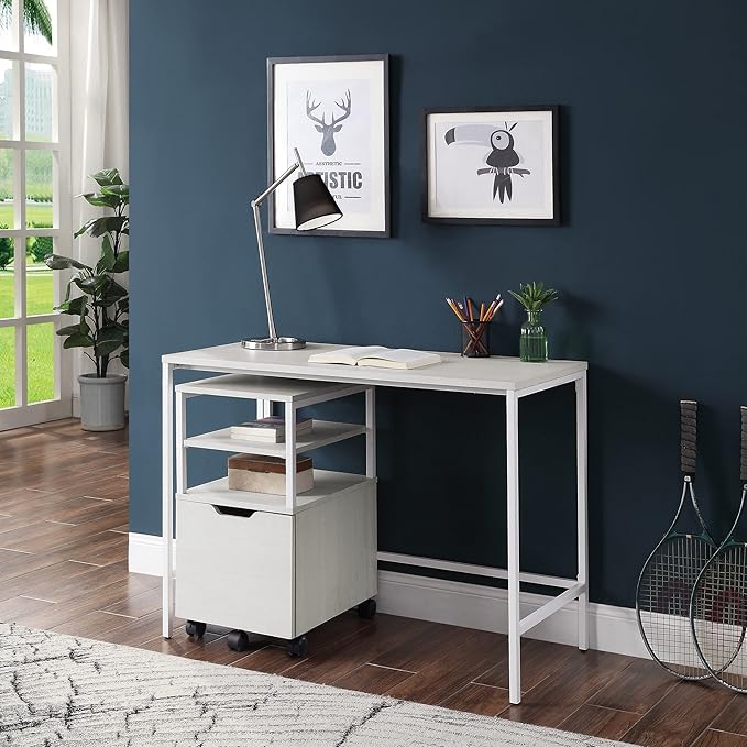 OSP Home Furnishings Contempo 42-Inch Desk, White