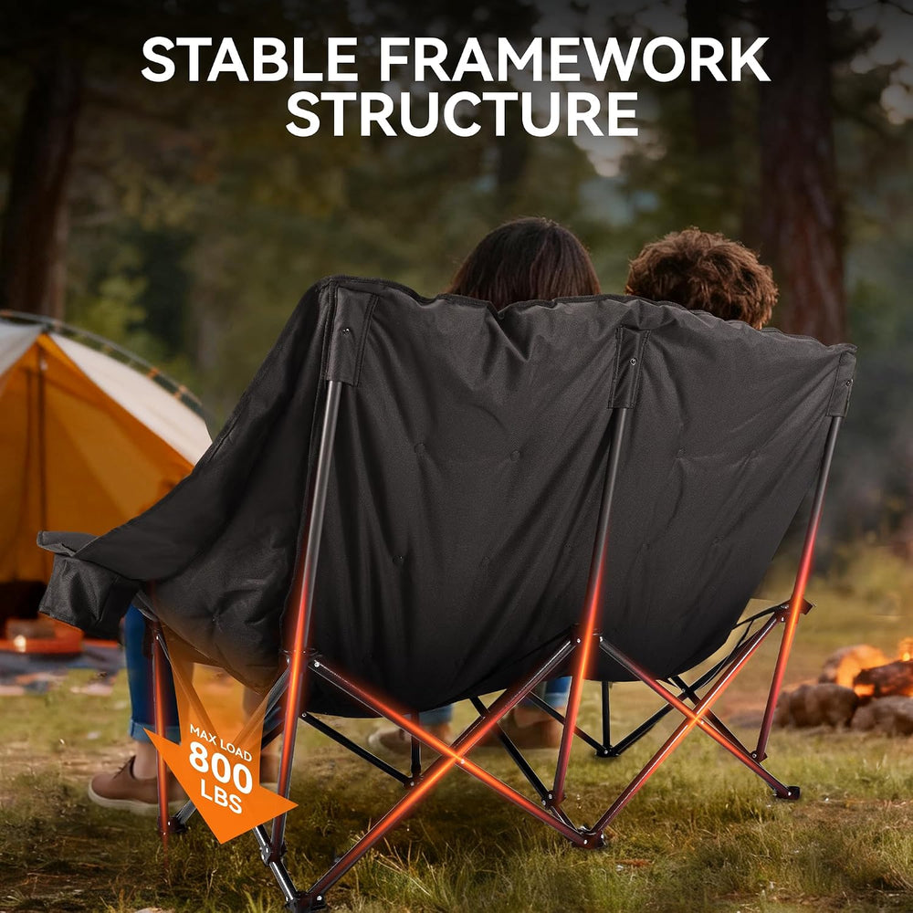 Huskfirm High Back Double Camping Chair 2 Person Camping Chair Low Seat Loves...
