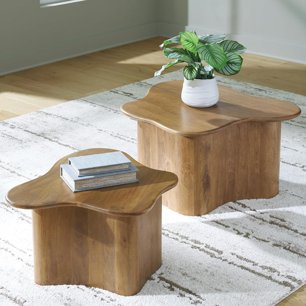 Signature Design by Ashley Solid Mango Wood Nesting Coffee Table Set of 2 | S...