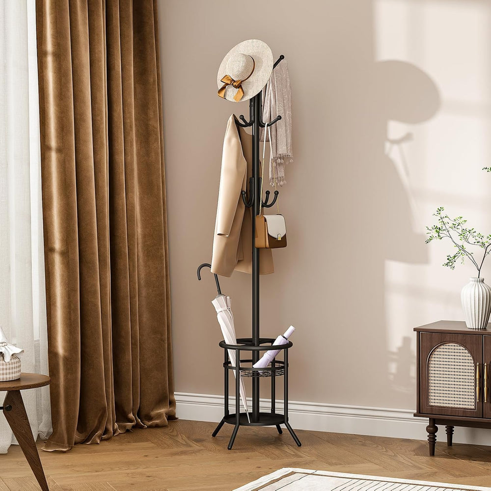 ELYKEN Coat Rack Freestanding, Metal Coat Rack with Umbrella Holder