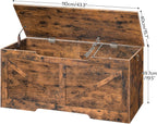 HOOBRO Storage Bench, 43.3” Retro Wooden Storage Chest with U-Shaped Cut-Out Pull, Safety Hinge, Supports 220 lb and Easy Assembly for Toy Box Organizer (Rustic Brown) BF772CW01