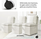 DUHOME Upholstered Armless Dining Chair with Casters,Linen Accent Chair for Living Room,Single Sofa Char with 4 Casters for Bedroom Reading Waiting Kitchen Dining Room