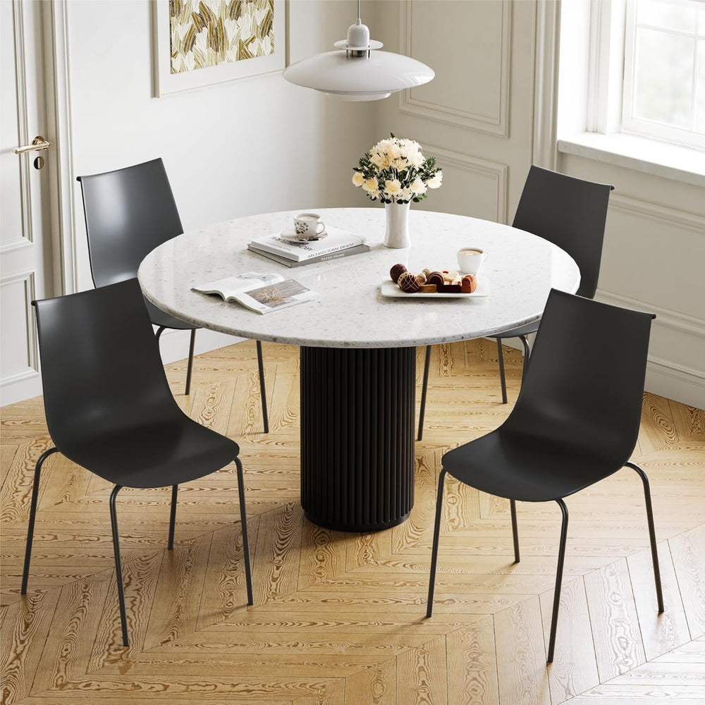 KISLOT Dining Chairs Set of 4, Plastic Outdoor Dining Room Chairs with Metal ...