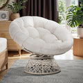 Bme 40" Ergonomic Wicker Papasan Chair with Soft Thick Density Fabric Cushion, High Capacity Steel Frame, 360 Degree Swivel for Living, Bedroom, Reading Room, Lounge