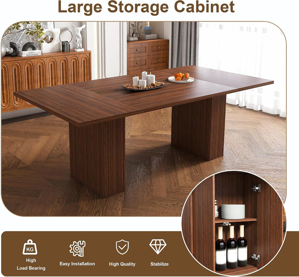 78.74" Dining Table Set for 8 with Storage Cabinet, Large Rectangular Di...