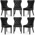SyMax Dining Chairs Set of 6, Faux Leather Parson Dining Room Chairs, High-End Tufted Kitchen Side Chairs for Bedroom, Living Room, Black