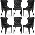 SyMax Dining Chairs Set of 6, Faux Leather Parson Dining Room Chairs, High-End Tufted Kitchen Side Chairs for Bedroom, Living Room, Black