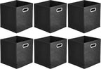 Amazon Basics Collapsible Cube Storage Organizer Bins, 6-Pack, 10.5 x 10.5 x 11 inches, Black