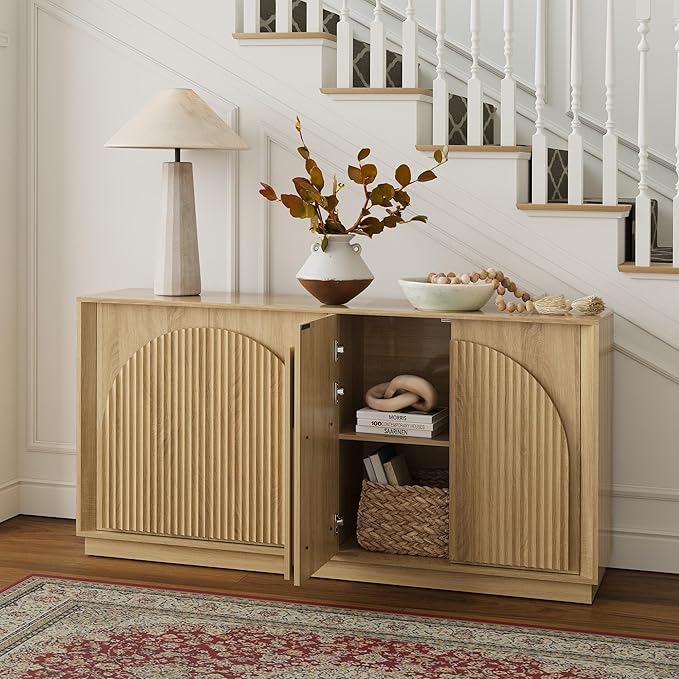 win2win Fluted Sideboard Buffet Cabinet with Storage, 65" Modern Accent ...