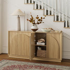 win2win Fluted Sideboard Buffet Cabinet with Storage, 65" Modern Accent Cabinet with Double-Layered Arch Doors, Wood Boho Media TV Console Table Credenza for Living Dining Room Hallway Entryway, Oak