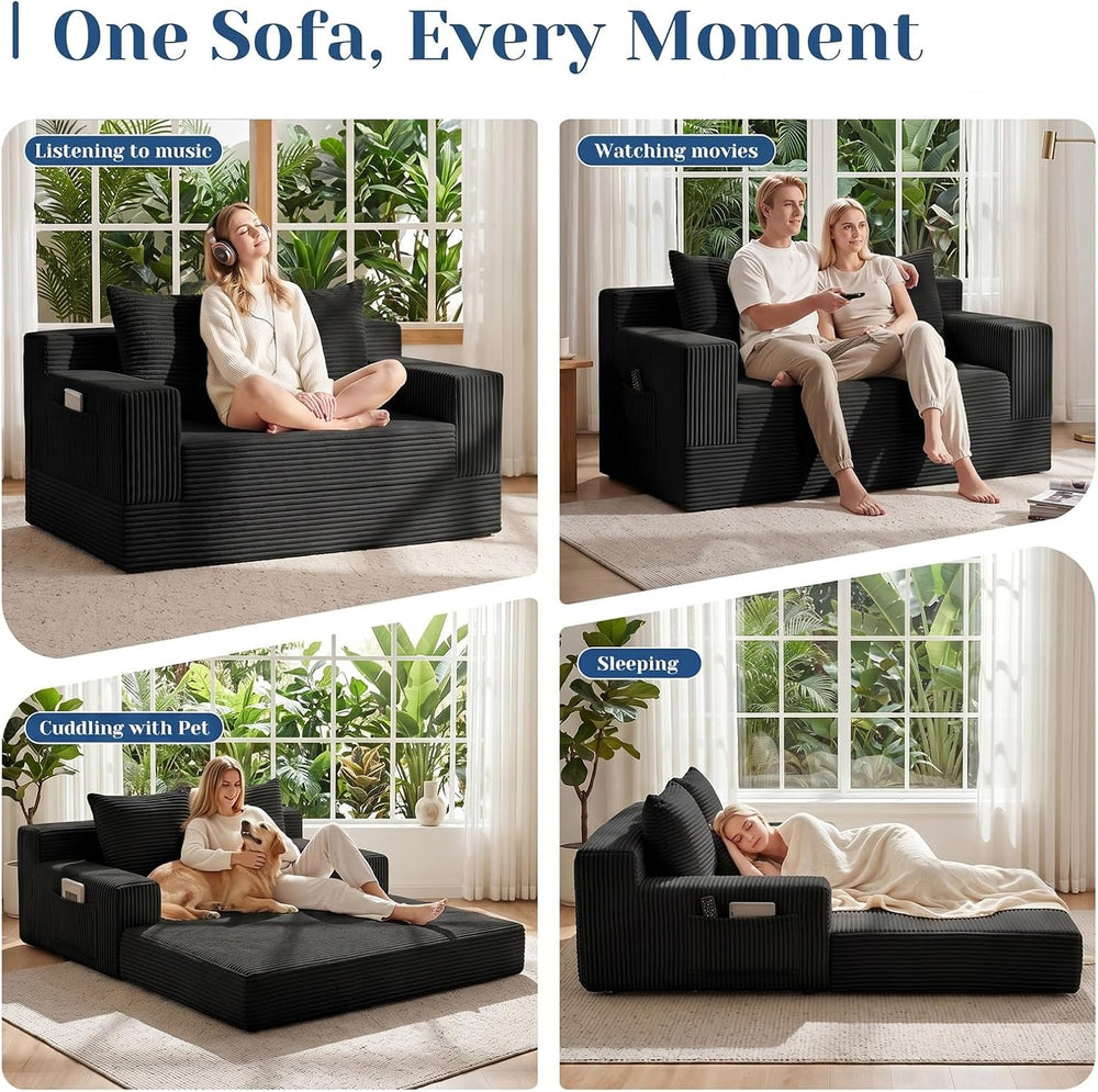 Convertible Sofa Bed,Small Couch & Loveseat,Pull Out Couch Bed for Small ...