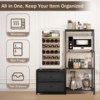 Mini Fridge Stand with Storage, Microwave and mini Fridge Stand with Power Outlet, Coffee Bar,Kitchen Baker,for Dorm,Office(Black)