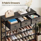 5-Tier Shoe Rack with 3 Drawers, Metal Shoe Organizer for 20 Pairs with Storage Shelves and Wooden Top, for Entryway, Hallway, Foyer, Closet, Charcoal and Black SS35BC