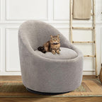 COLAMY Modern Swivel Accent Chair with Hidden Storage, 360° Barrel Swivel Chair, Small Swivel Armchair for Living Room/Bedroom, LightGrey