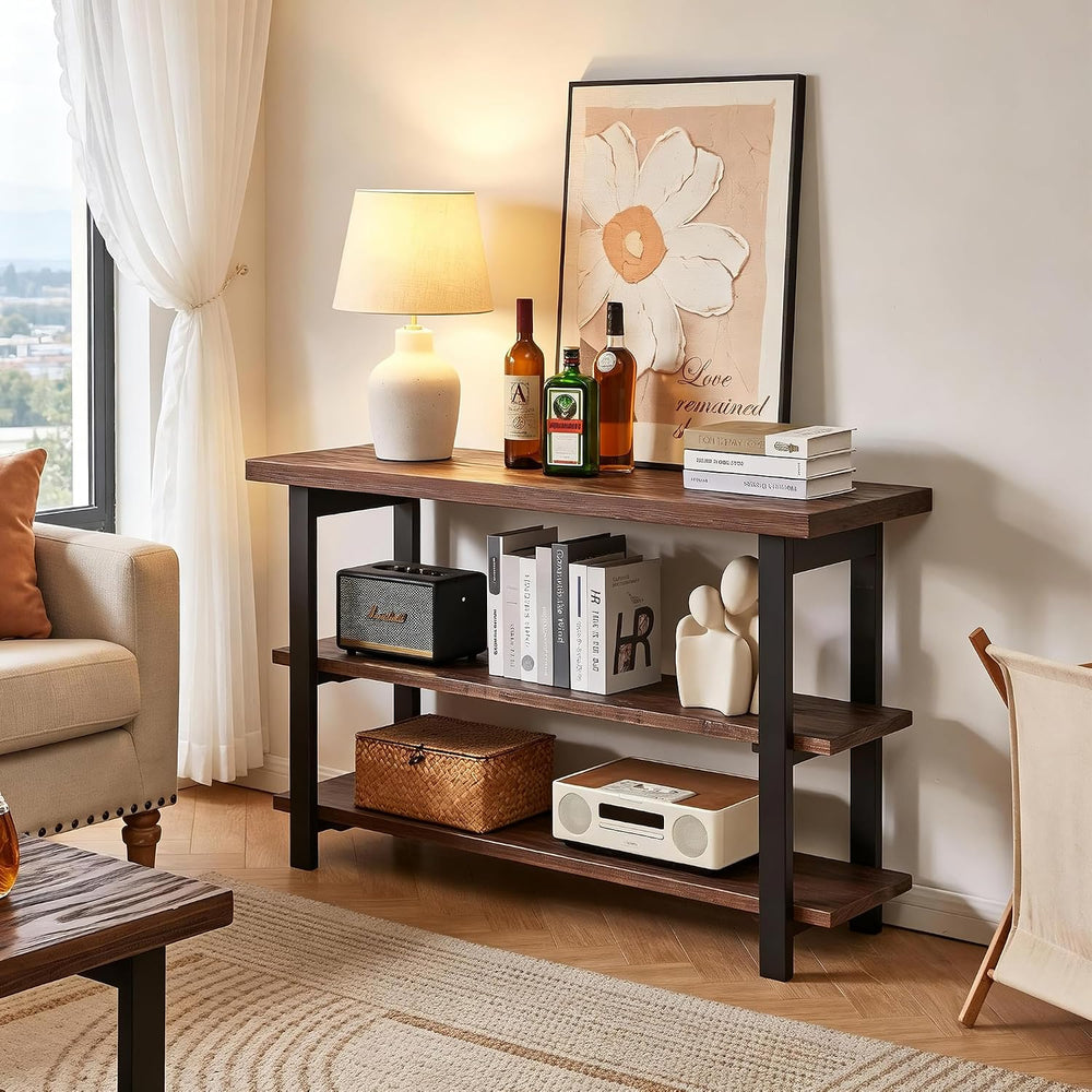 Solid Wood 4 Piece Living Room Table Set, Farmhouse Coffee Console Table and ...