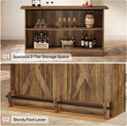 Tribesigns 63'' Bar Table, 2-Tier Bar Cabinet Pub Table with Footrest | Modern Coffee Cabinet for Home Kitchen, Bar Height Table for Bistro, Dining Room, Living Room (1, Brown)