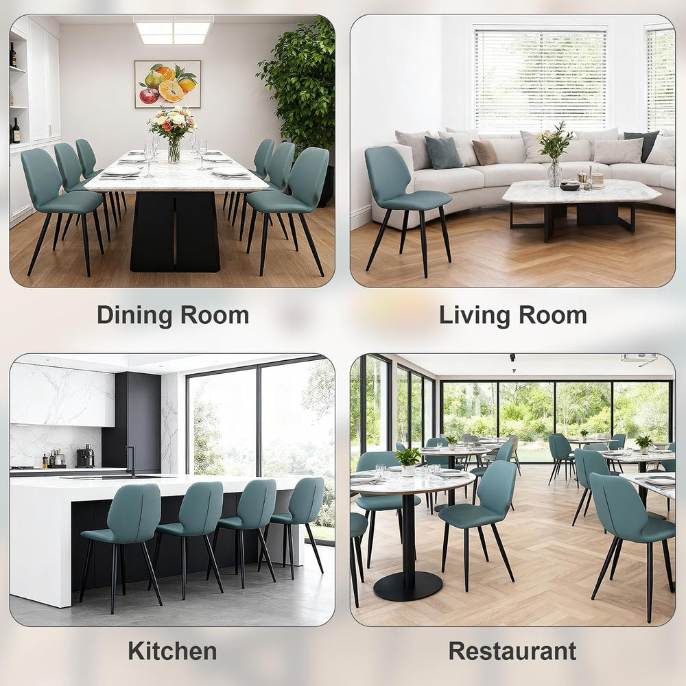 Leather Dining Chairs Set of 6, Mid Century Modern Dining Chairs Upholstered ...