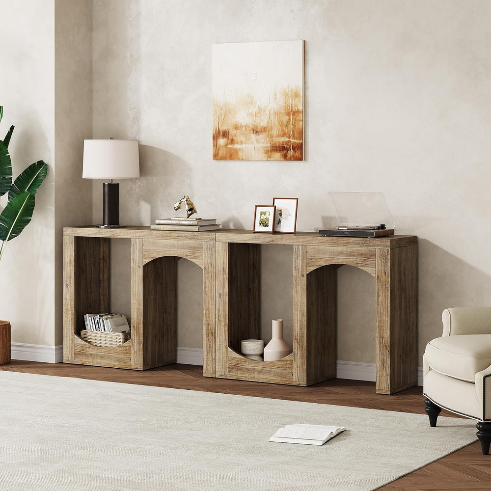 70.9" Farmhouse Console Table, Accent Sofa Table with Arched Design | Mo...