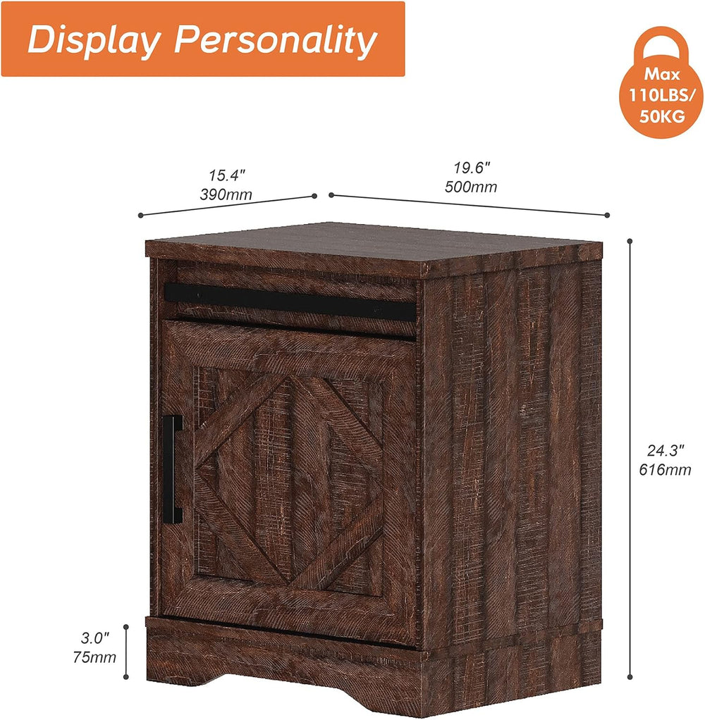 WAMPAT 24.3" H Storage Cube,Rustic End Table with Drawers and Adjustable...
