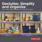 Rubbermaid Roughneck Tote 3 Gal, 6 Pack, Made in USA, Dark Indigo Metallic, Rugged Plastic Stackable Storage Bins with Lids and Handles