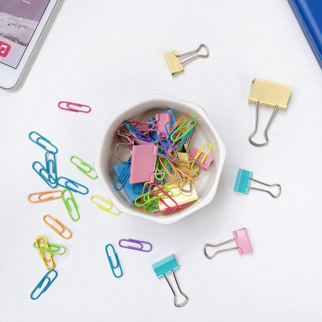 Ceramic Paper Clip Holder Gold Line Paper Clip Dispenser Organizer for Desk Cute Floral Pattern Office Binder Clip Holder Bobby Pin and Hair Clip Holder Gift for Office Mint Flowers