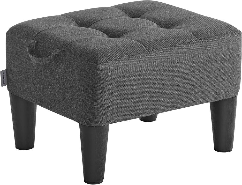 SONGMICS Foot Stool with Legs, Small Footstool Ottoman, Linen-Look Fabric Sea...