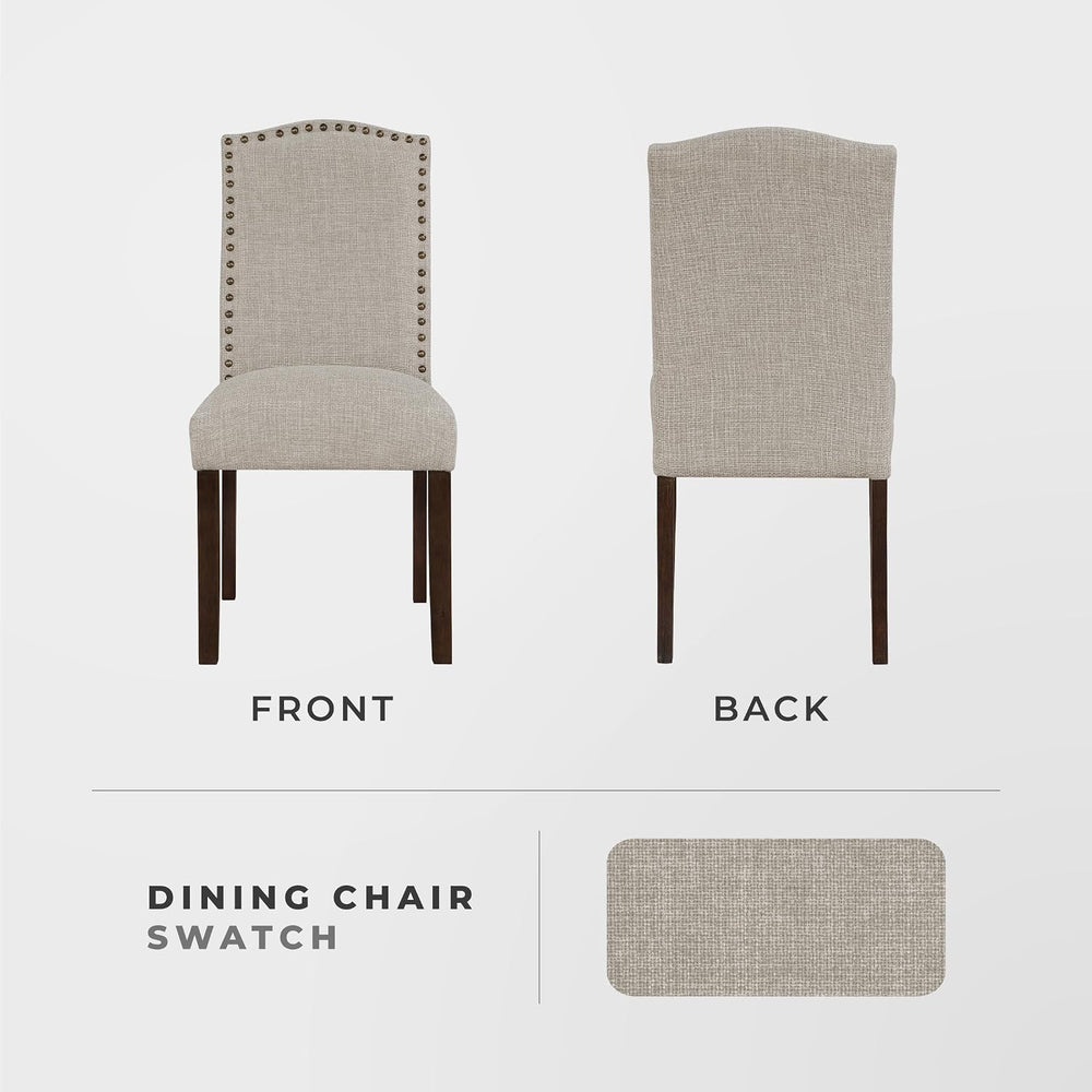 Lexicon Upholstered Dining Chairs Set of 2 - Soft Durable Fabric Armless Arch...
