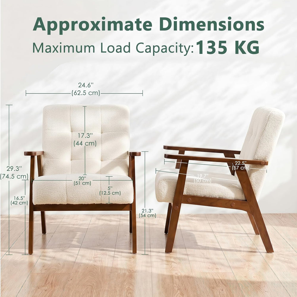 Furniliving Mid Century Modern Accent Chair, Wood Frame Upholstered Arm Chair...