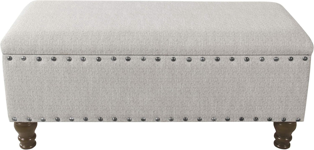 Homepop Home Decor | Upholstered Bench with Nailhead Trim | Large Ottoman wit...