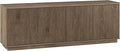 Henn&Hart Fluted TV Stand for TVs up to 75" with 2 Concealed Ribbed Storage Cabinets and Adjustable Shelves for Living Room, Family Room, or Office, Weathered Gray