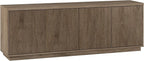 Henn&Hart Fluted TV Stand for TVs up to 75" with 2 Concealed Ribbed Storage Cabinets and Adjustable Shelves for Living Room, Family Room, or Office, Weathered Gray