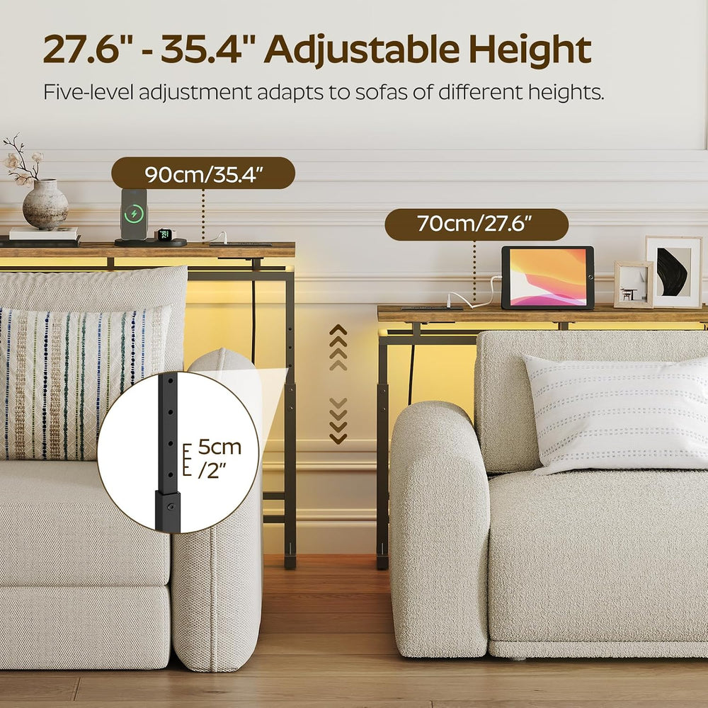 YATINEY 70.9" Behind Couch Table with LED Lights, Narrow Console Table w...