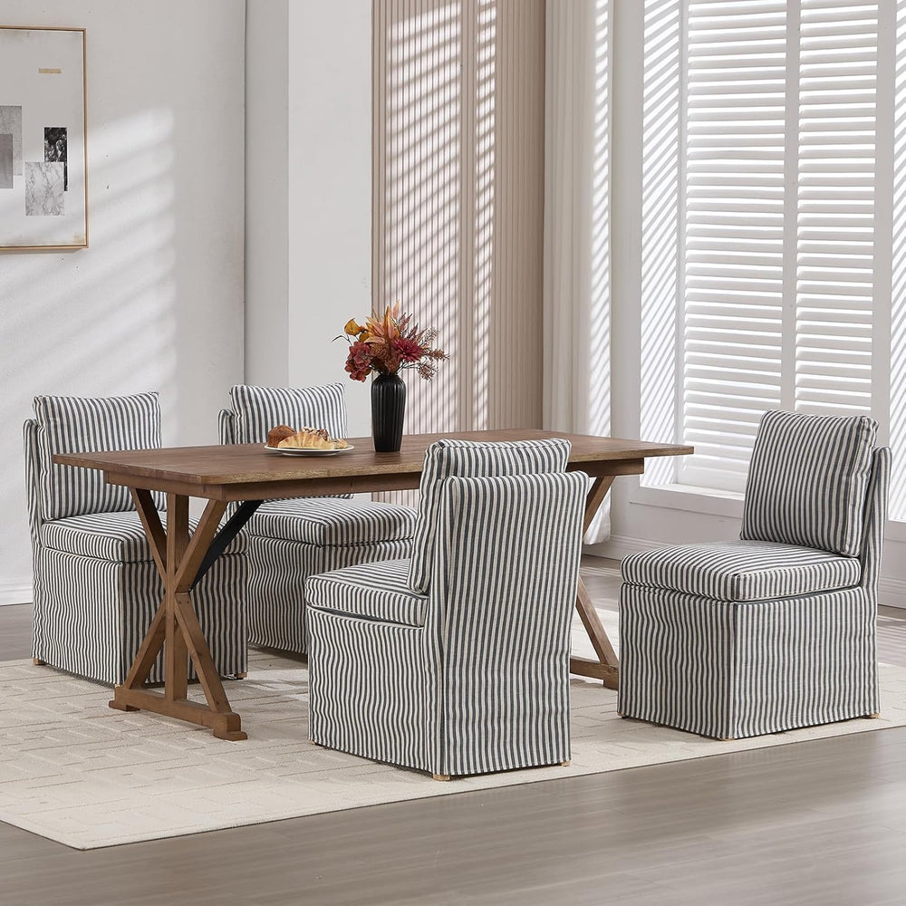 Kmax Slipcovered Dining Chairs Set of 2, Modern Upholstered Armless Kitchen C...