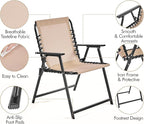 Yaheetech Patio Dining Chairs Set of 2 with Armrests and Backrests, Outdoor Texteline Folding Chairs All Weather for Garden, Lawn, Porch and Backyard, Beige