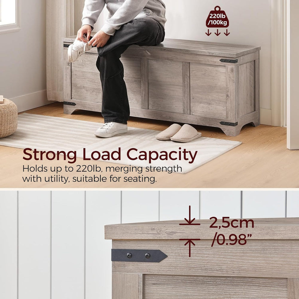 MAHANCRIS 47.2" Storage Chest Extra Large, Wooden Storage Bench with 2 S...