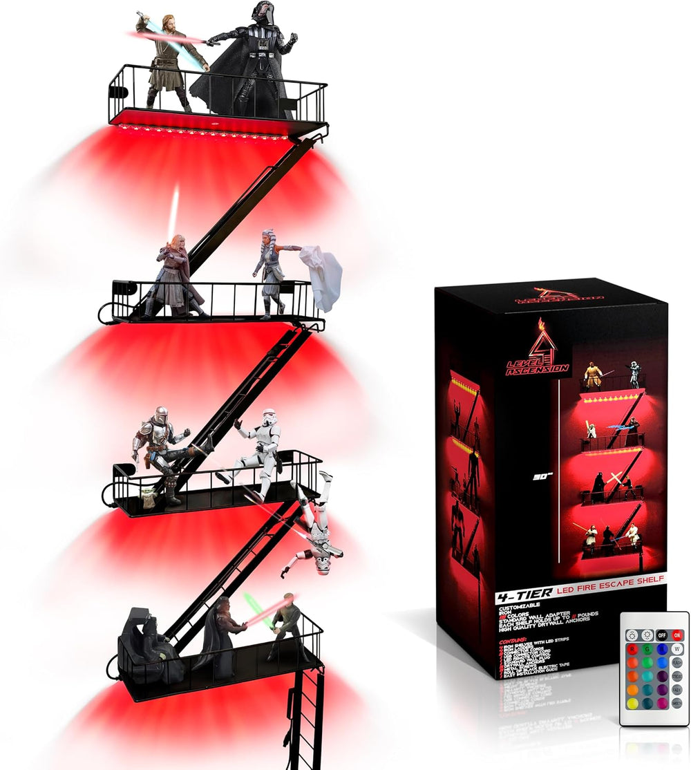 Fire Escape Wall Shelf for Collectibles – Iron Fire Escape Shelf with Pre-Att...