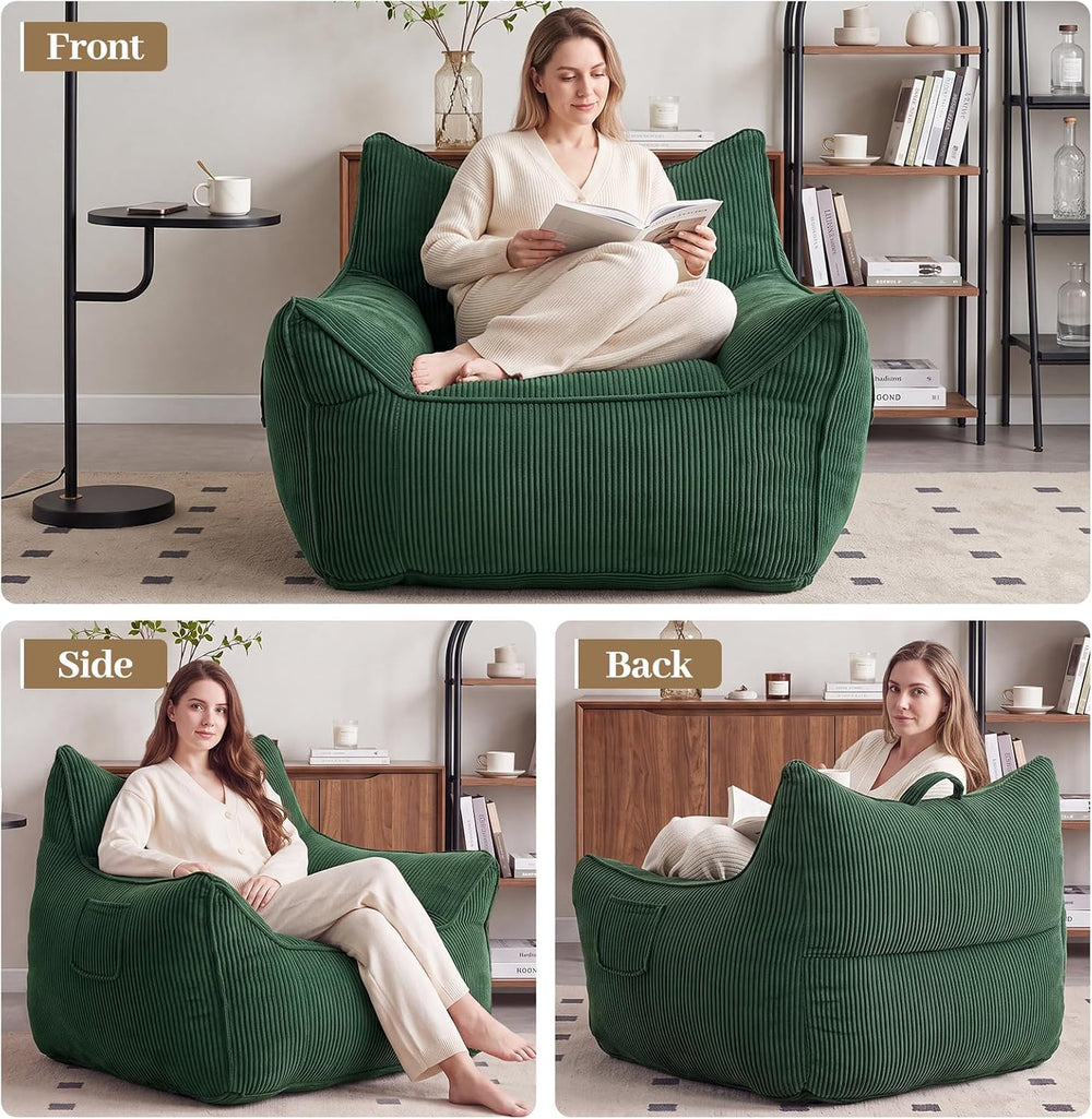 Vipbear Bean Bag Chair for Adults, Chair with Memory Foam | 35.5" Cordur...