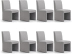 Upholstered Dining Chairs Set of 8 Modern Kitchen & Dining Room Chairs Linen Fabric Dining Chairs with Wooden Frame, Grey