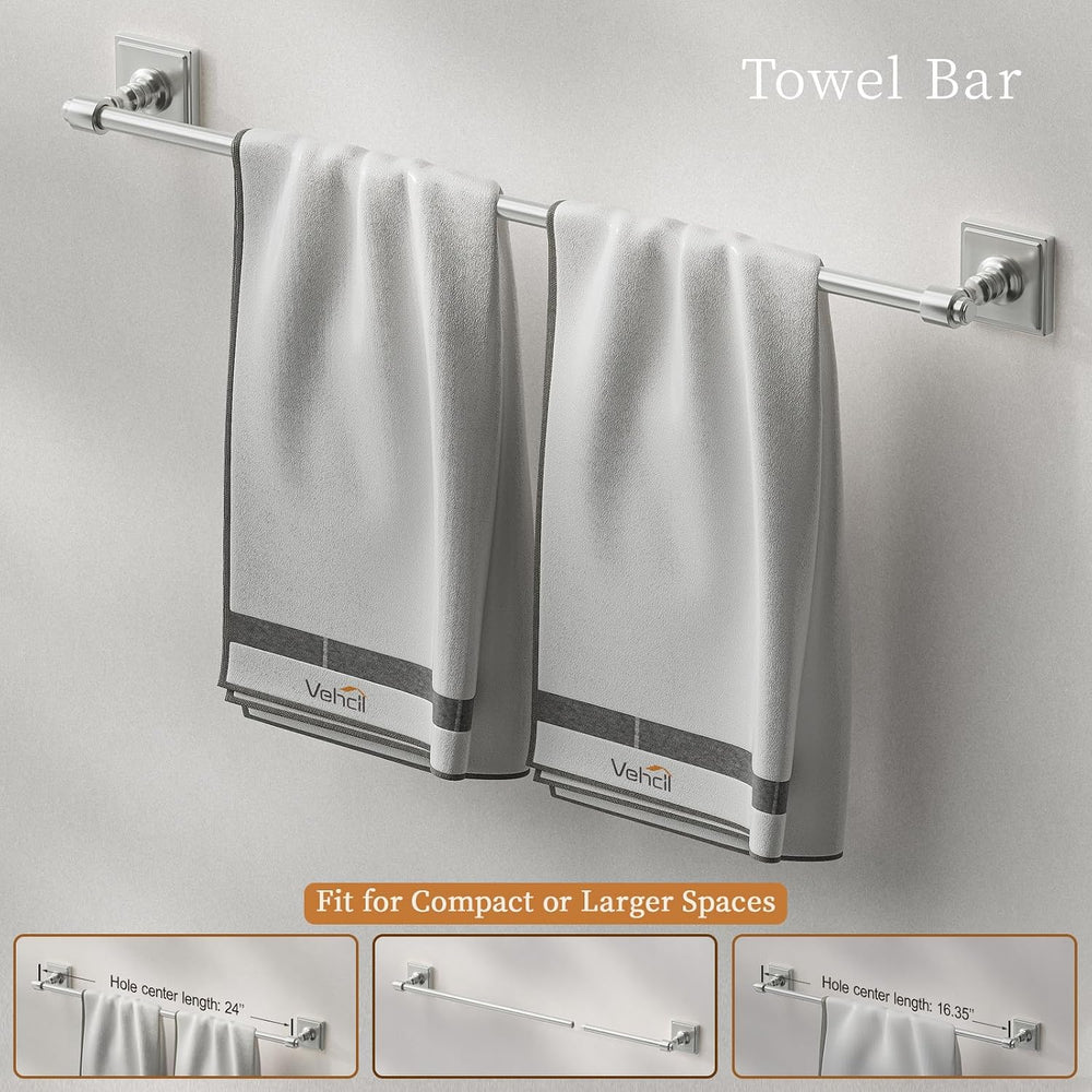 VEHCIL Polished Chrome Bathroom Towel Bar Set, 5 Piece Bathroom Hardware Acce...
