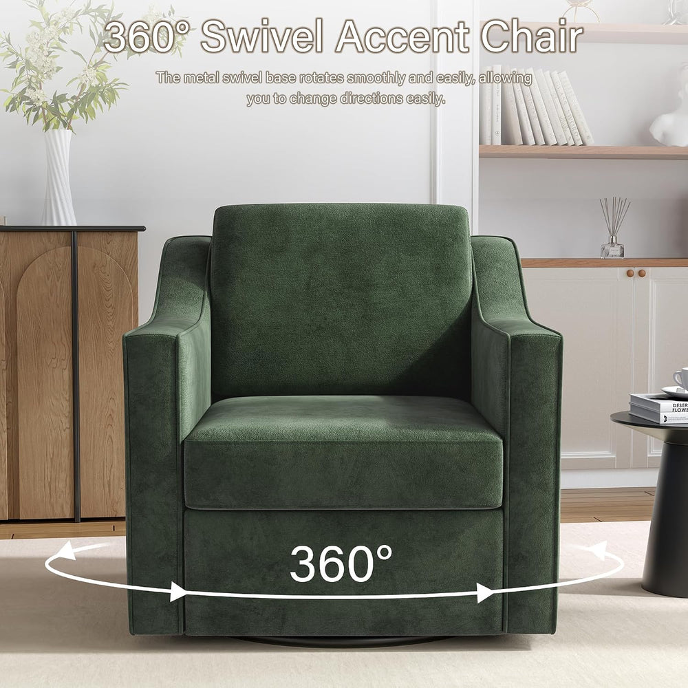 Swivel Accent Chairs Set of 2, 360° Swivel Armchairs with Deep Seat, Green | ...