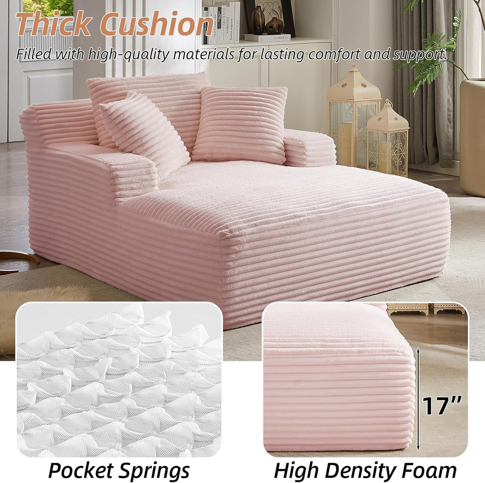 Oversized Chaise Lounge Chair Indoor Bedroom, Comfy Corduroy Upholstered Sofa...