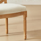 Nrizc French Country Dining Chairs Set of 4, Farmhouse Fabric Chairs with Round Back, Solid Wood Legs, Oval Side Chairs for Kitchen/Bedroom/Dining Room