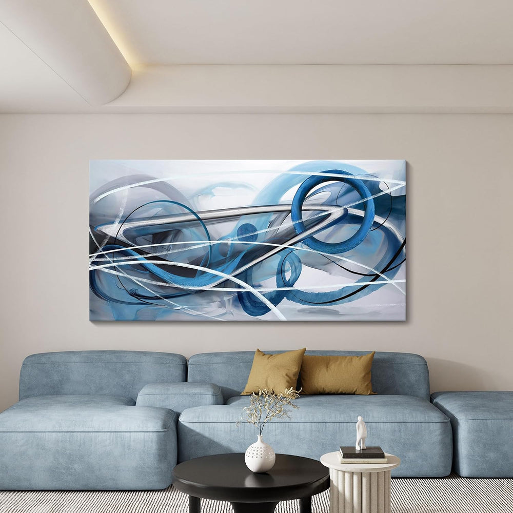 YDYSUNE Blue Abstract Canvas Wall Art Modern Large Abstract Wall Paintings, M...