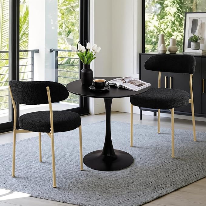 SoarFlash Kitchen Table and Chairs for 2, 24" Dining Table Set for 2 with Velvet Upholstered Chairs, 3 Piece Round Kitchen Table Set, Dining Room Table Set for Small Space, Apartment
