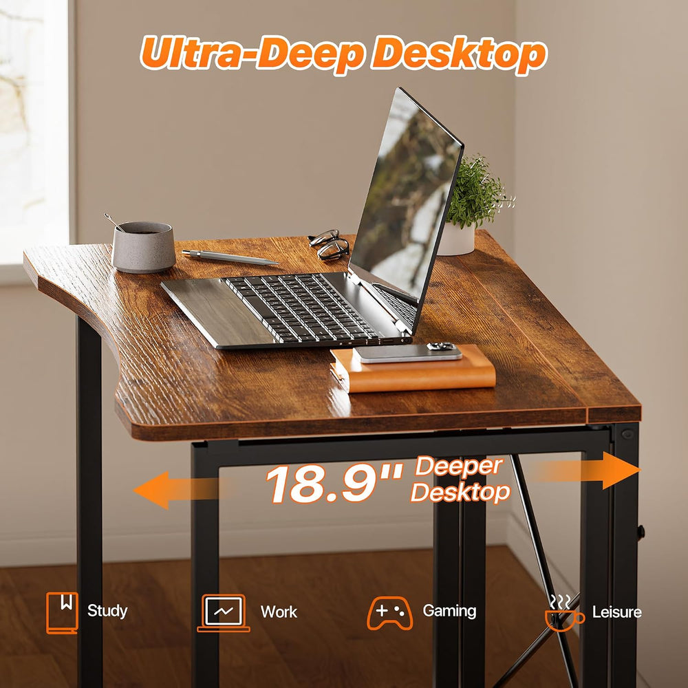 Huuger Folding Desk for Small Spaces, 31.5 Inch Foldable Computer Table | Eas...