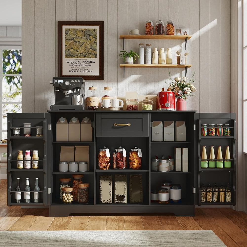 Gizoon 45" Coffee Bar Cabinet with Door and Shelves Kitchen Hutch with C...