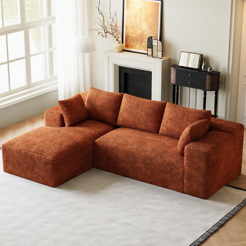 Cloud Sectional Couch Modular Sectional Sofa, 96" Comfy Fluffy Orange L ...