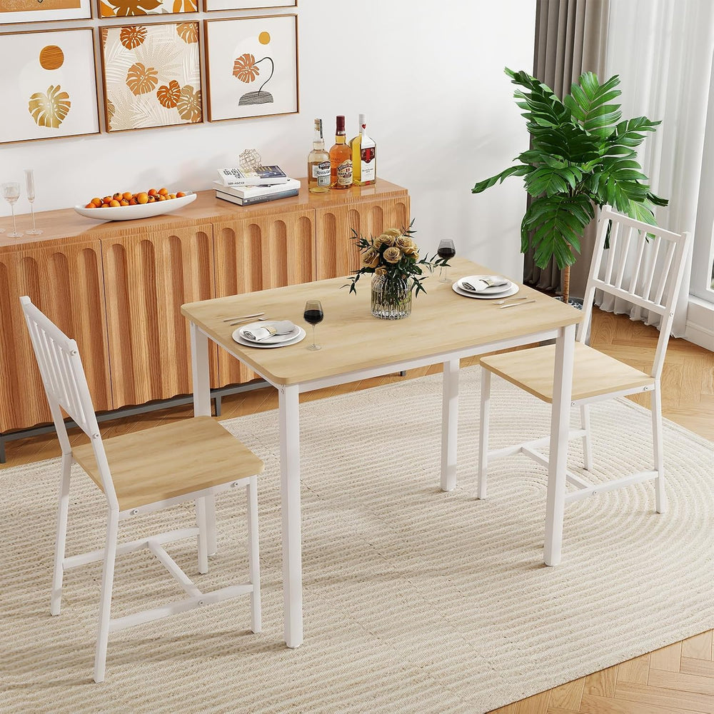 Yafylly Small Space 3 Piece Dining Table Set for 2, Compact Kitchen Table Set...