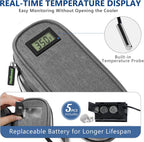 Insulin Cooler Travel Case TSA Approved with Temperature Display – Diabetic Medication Travel Case with 2 × 90g Ice Packs, Portable Medicine Organizer for 3–4 Insulin Pens and Diabetic Supplies(Grey)