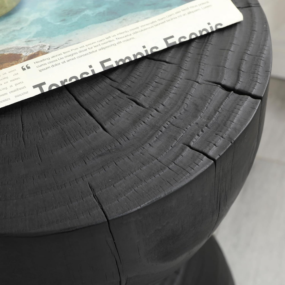 12.2 * 18.11" Solid Mango Wood Round Side Table,Contemporary Wooden Acce...